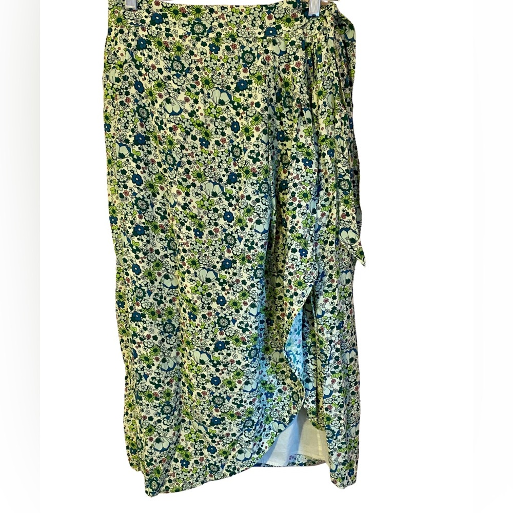 Scotch & Soda x Free People Skirt Women's Green Floral Wrap Midi Small - Picture 4 of 10